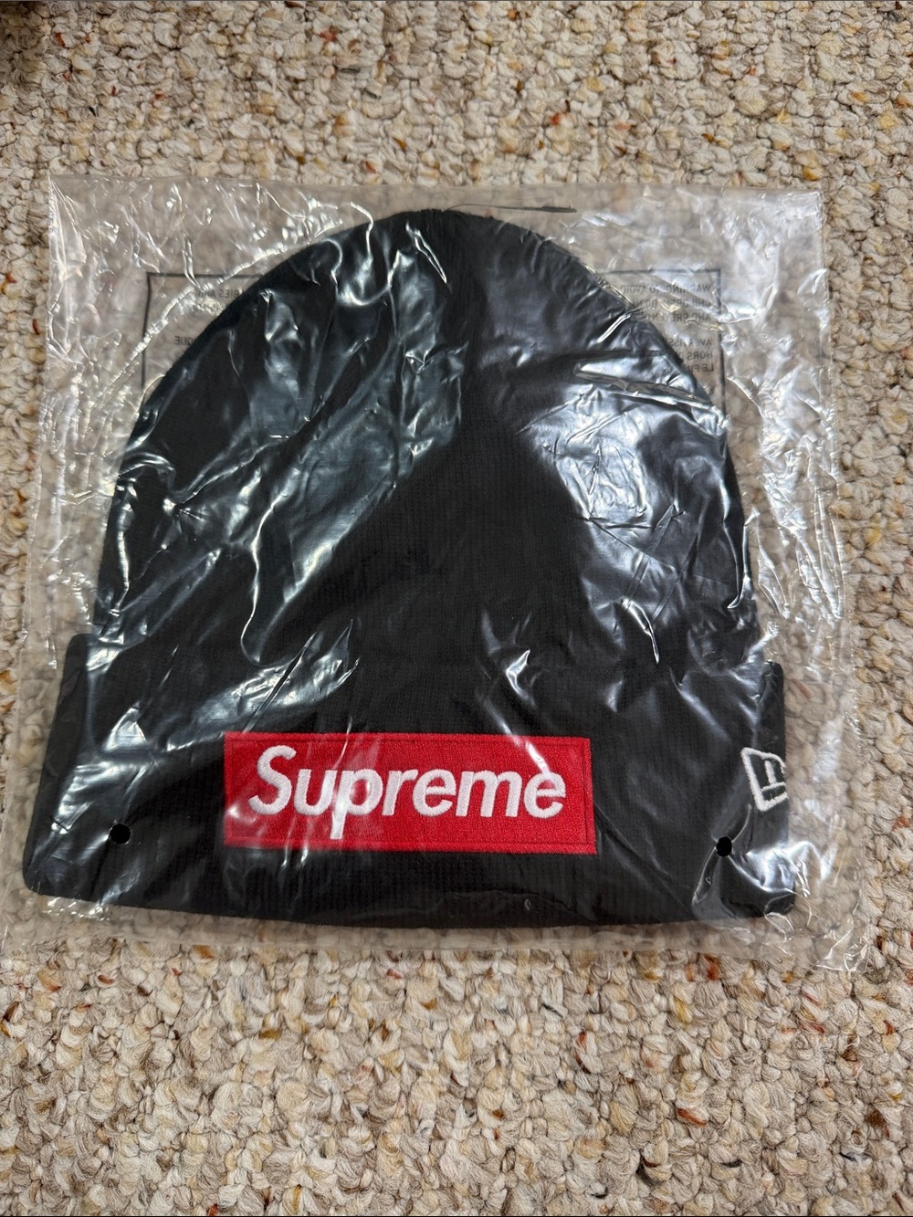 Supreme Black Beanie with Red Box Logo Authentic